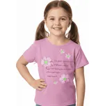 DÍVČÍ BAVLNĚNÉ TRIČKO S KYTIČKAMI NOVINKA Barva: Tmavě růžová, Velikost: 128