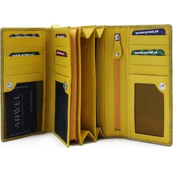 Peněženka Dámská kožená klopnová peněženka se vzorem Arwel 2235 - tmavě žlutá
