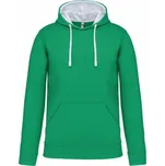 Mikina unisex Kariban s kontrastní kapucí - zelená-bílá, XS