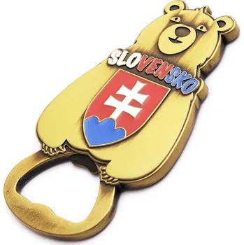 Otvírák Kovový otvírák na magnet Slovakia Medvěd - zlatý-hnědý