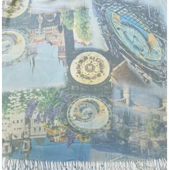 Dámská šála pašmína s digitálním potiskem Carlo Romani Praha - barevná