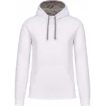 Mikina unisex Kariban s kontrastní kapucí - bílá-šedá, 4XL