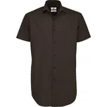 Košile pánská B&C Elastane s krátkým rukávem - hnědá, 4XL
