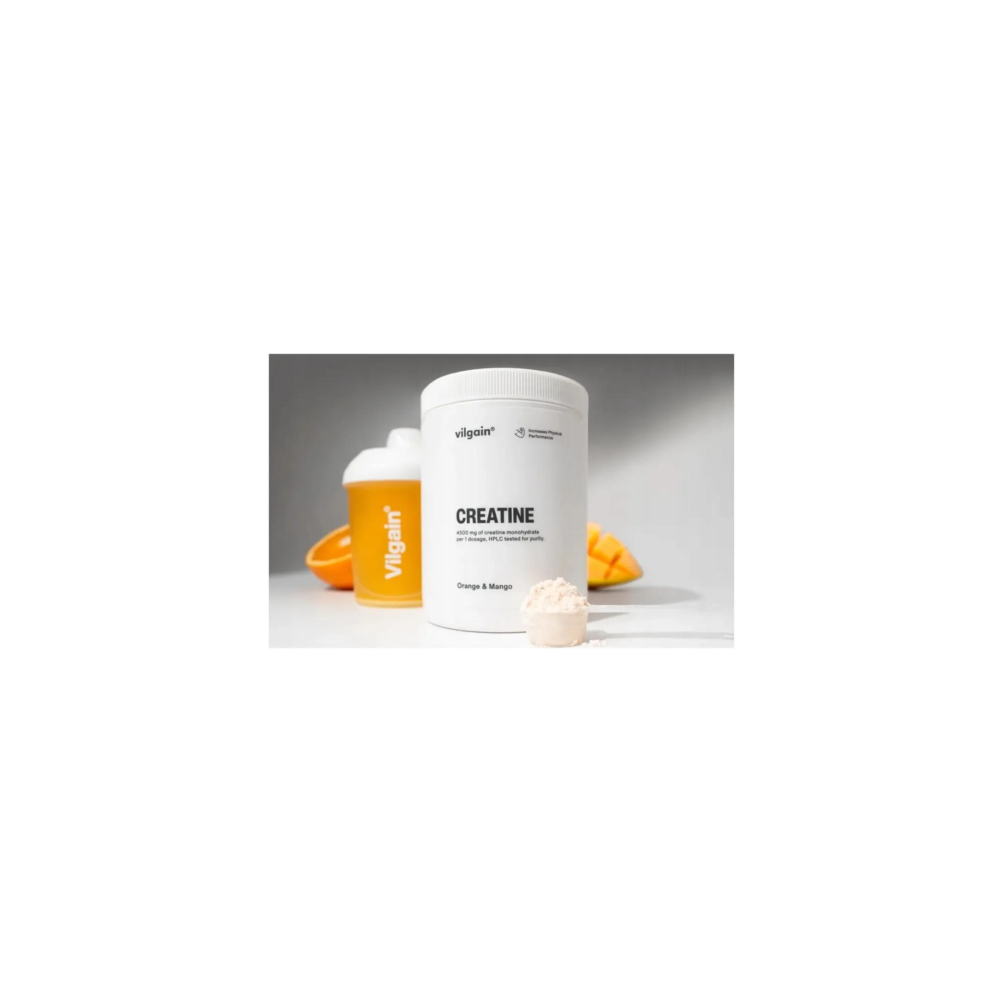 Fotografie 2 - Kreatin Vilgain Kreatin monohydrát 500 g mango a pomeranč