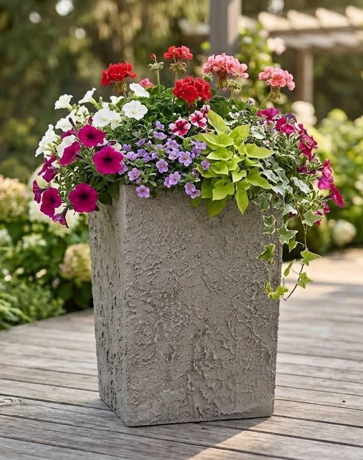AMADEA Betonový květináč odlehčený - hrubý, 33x33x50,5cm, český výrobek