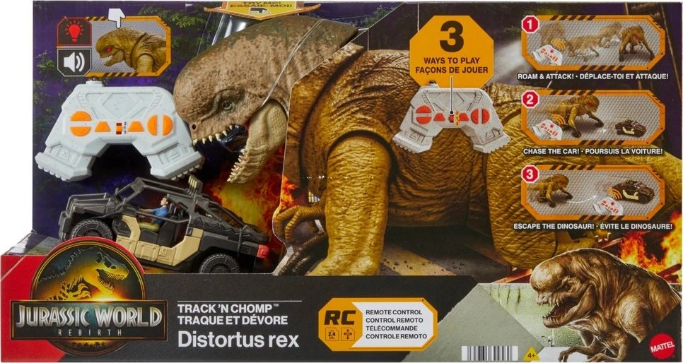 Mattel Jurassic World Jurský svět Rebirth Dálkově ovládaný dinosaurus Distortus Rex JGB65