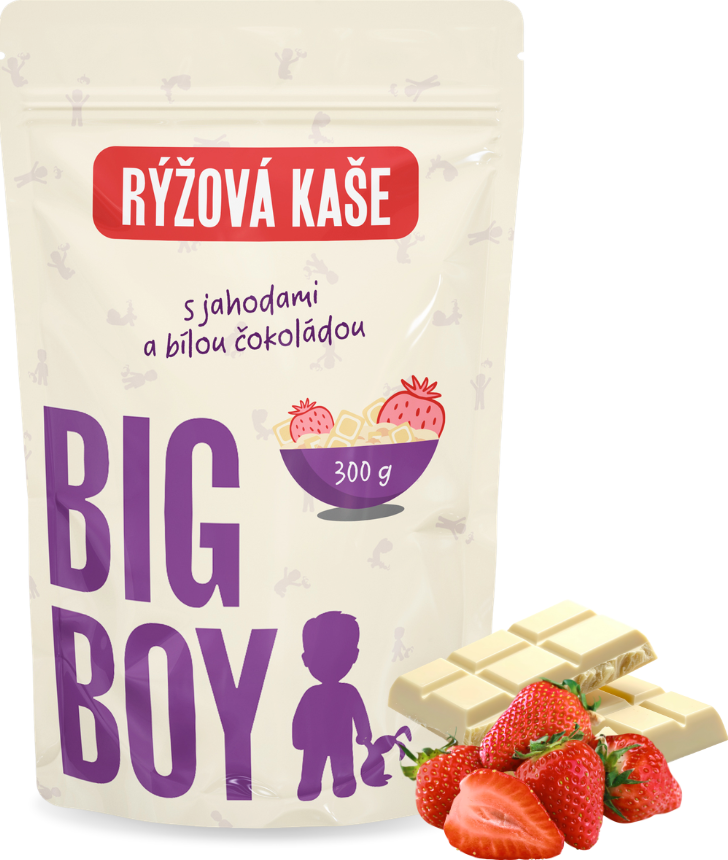 BIG BOY® Rýžová kaše s příchutí jahod v bílé čokoládě 300g