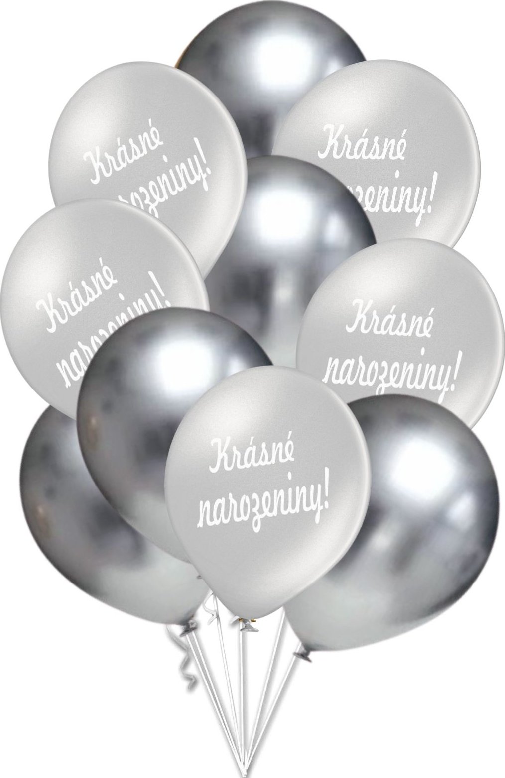 Krásné narozeniny balónky stříbrné 10 ks 30 cm mix