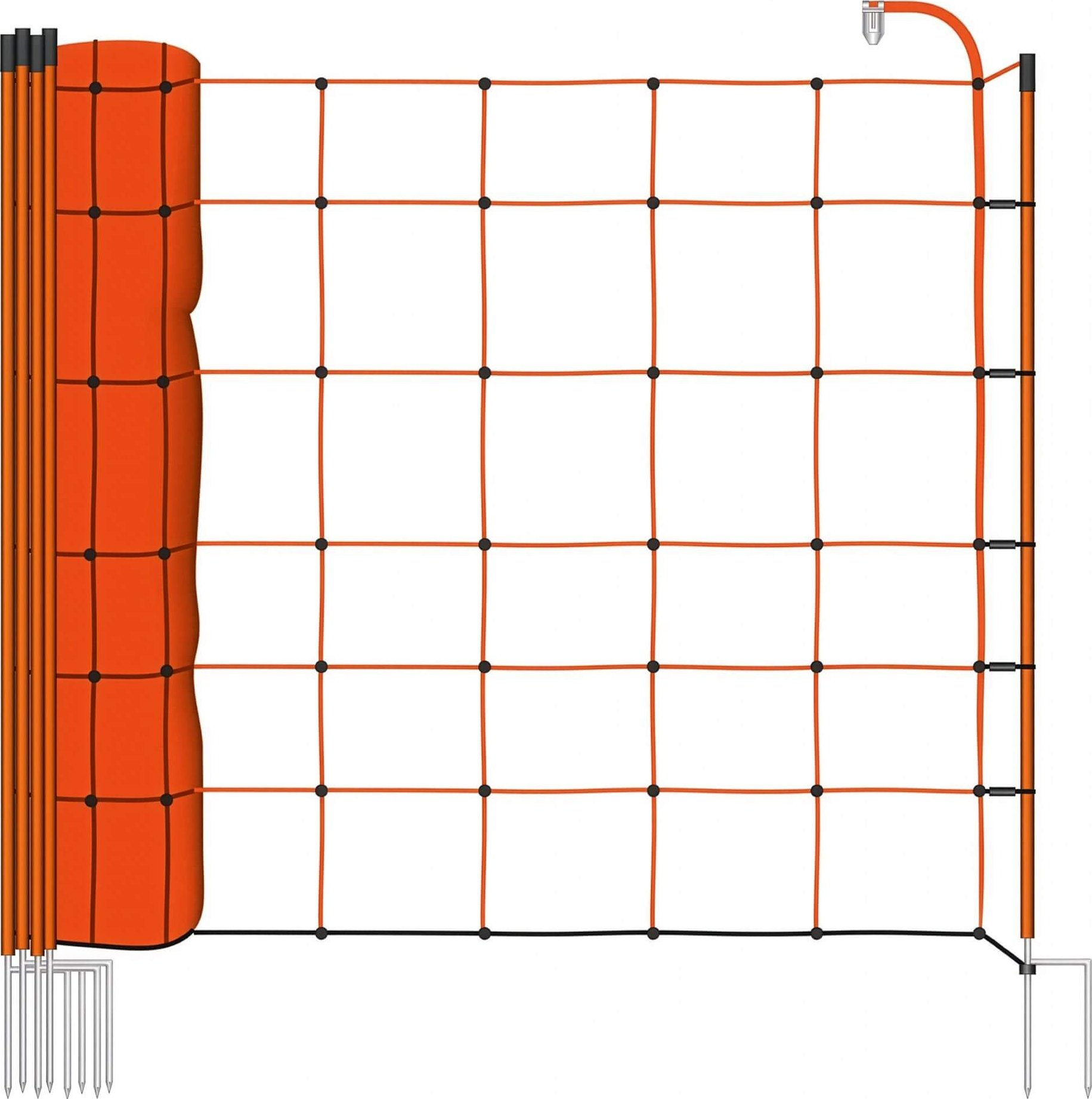 Oranžová vodivá síť STANDARD pro elektrický ohradník pro ovce, kozy, výška 90 cm, 50 m, dvojitý hrot