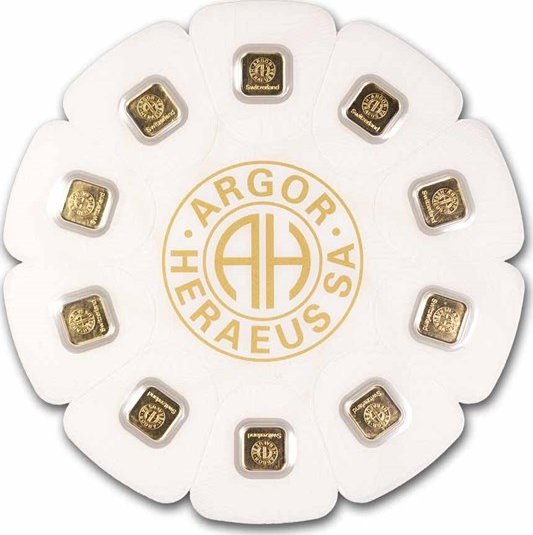 Zlatý slitek Argor Heraeus Goldseed 10x1g