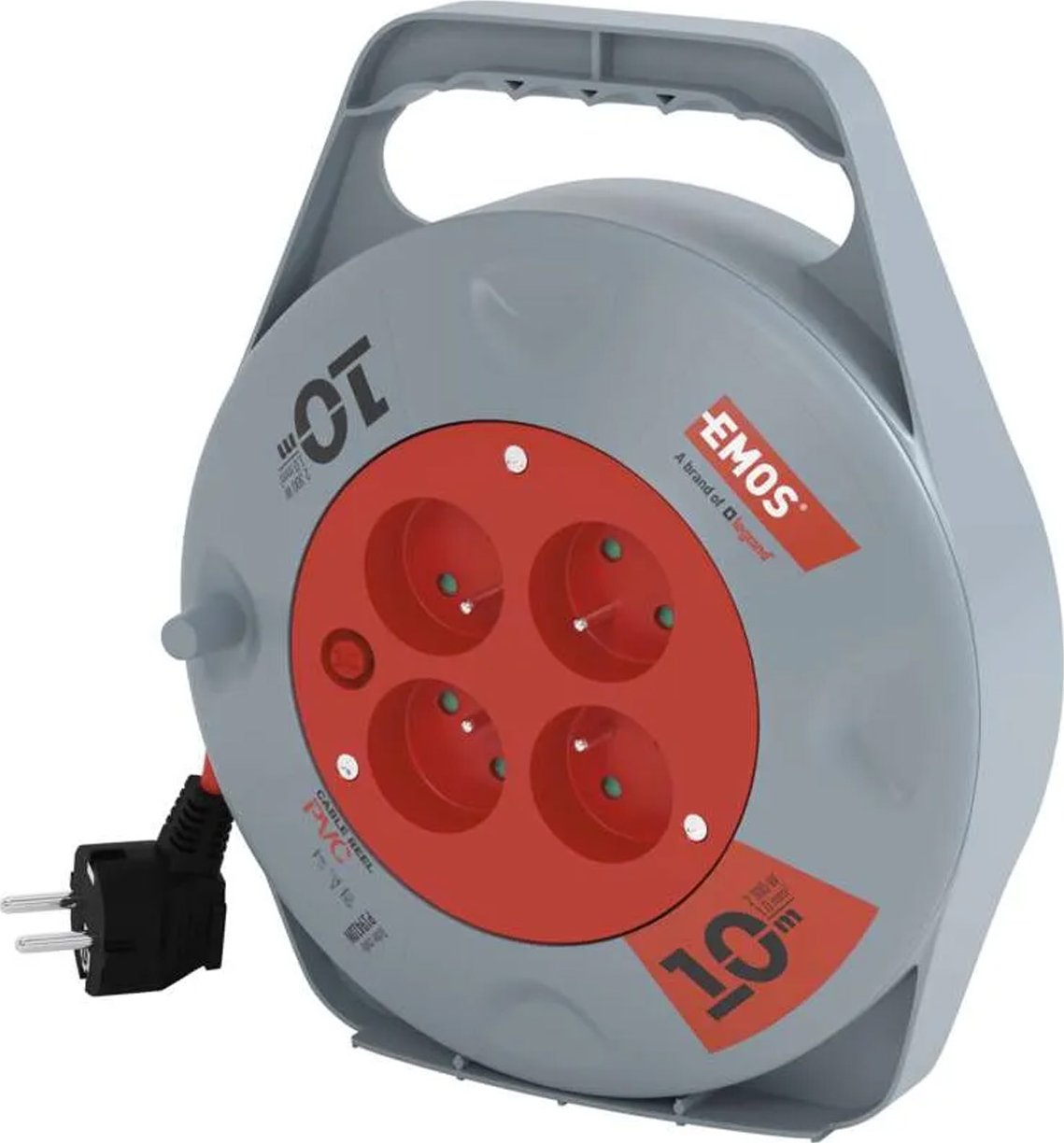 EMOS Prodlužovací kabel na bubnu PVC | 4 zásuvky, 230 V / 10 m (1 mm²)