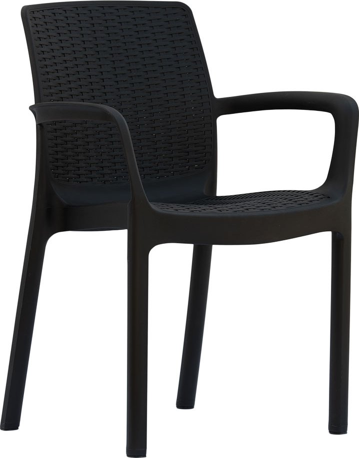 SPECIFIKACE ŽIDLE max. nosnost – 150 kg hmotnost – 4,5 kg materiál – polypropylen (imitace ratanu) šířka opěradla – 43 cm výška opěradla – 46 cm hloubka sedáku – 43 cm šířka sedáku – 42 cm výška k sedáku – 45 cm hloubka židle – 43 cm šířka židle – 59 cm v