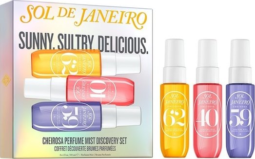 Sol-de-Janeiro Telo Telove-sprejeSunny. Sultry. Delicious.Cheirosa Perfume Mist Discovery Set Cheisora 62 30 ml + 40 Cheirosa 59 30 ml (6 656,00 Kč / 1 l)