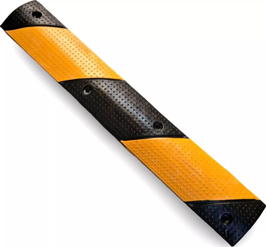 Černo-žlutý gumový zpomalovací práh FLOMA SB63 - 100 x 15 x 3 cm