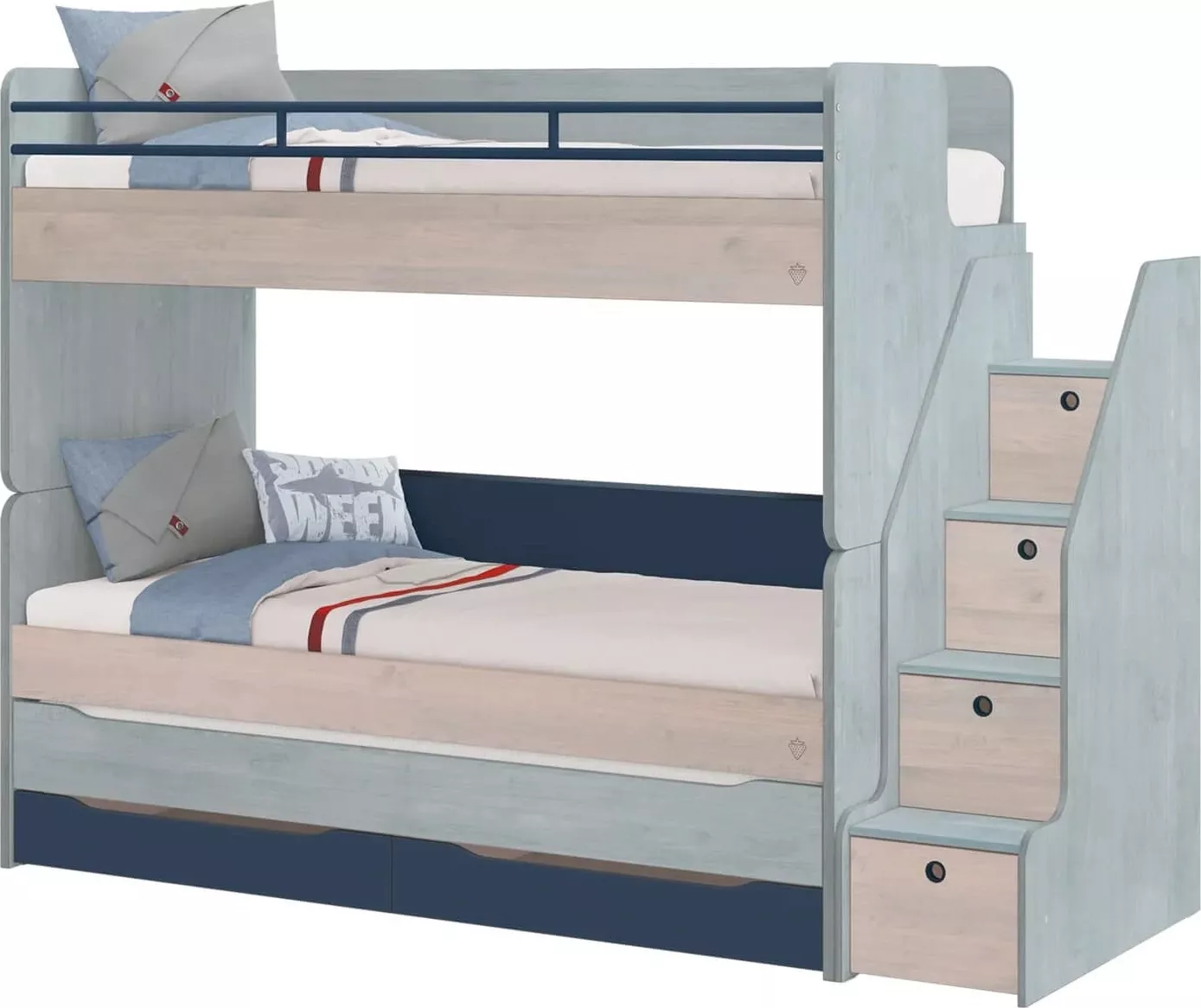 Čilek Patrová postel s úložným prostorem a schody + 2x matrace 90x200x19 cm Trio Studio