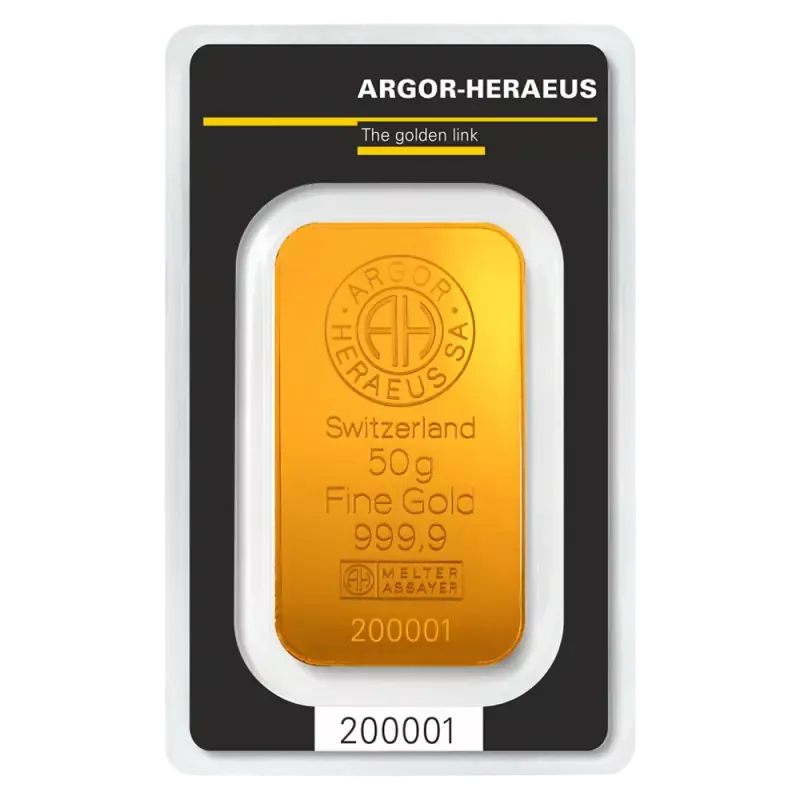 Argor Heraeus Zlatý slitek 50 g