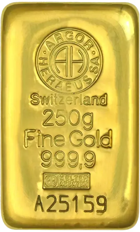 250g investiční zlatý slitek | Argor-Heraeus - litý