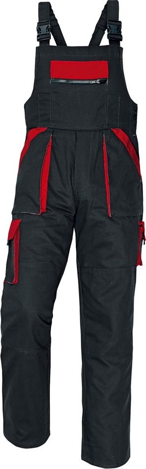 Červa MAX Pracovní kalhoty s laclem černo / červená 52 0302014565052