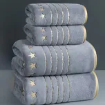 Luxusní sada ručníků světlě šedé/zlaté