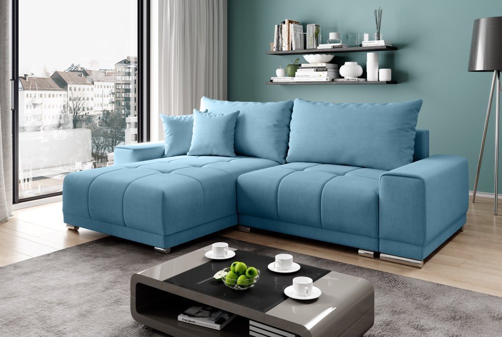 Rozkládací rohová sedačka KALVINE bez-barvy