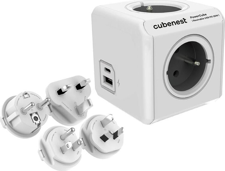 Rozbočovač Cubenest PowerCube ReWirable USB A+C PD 20W, šedá