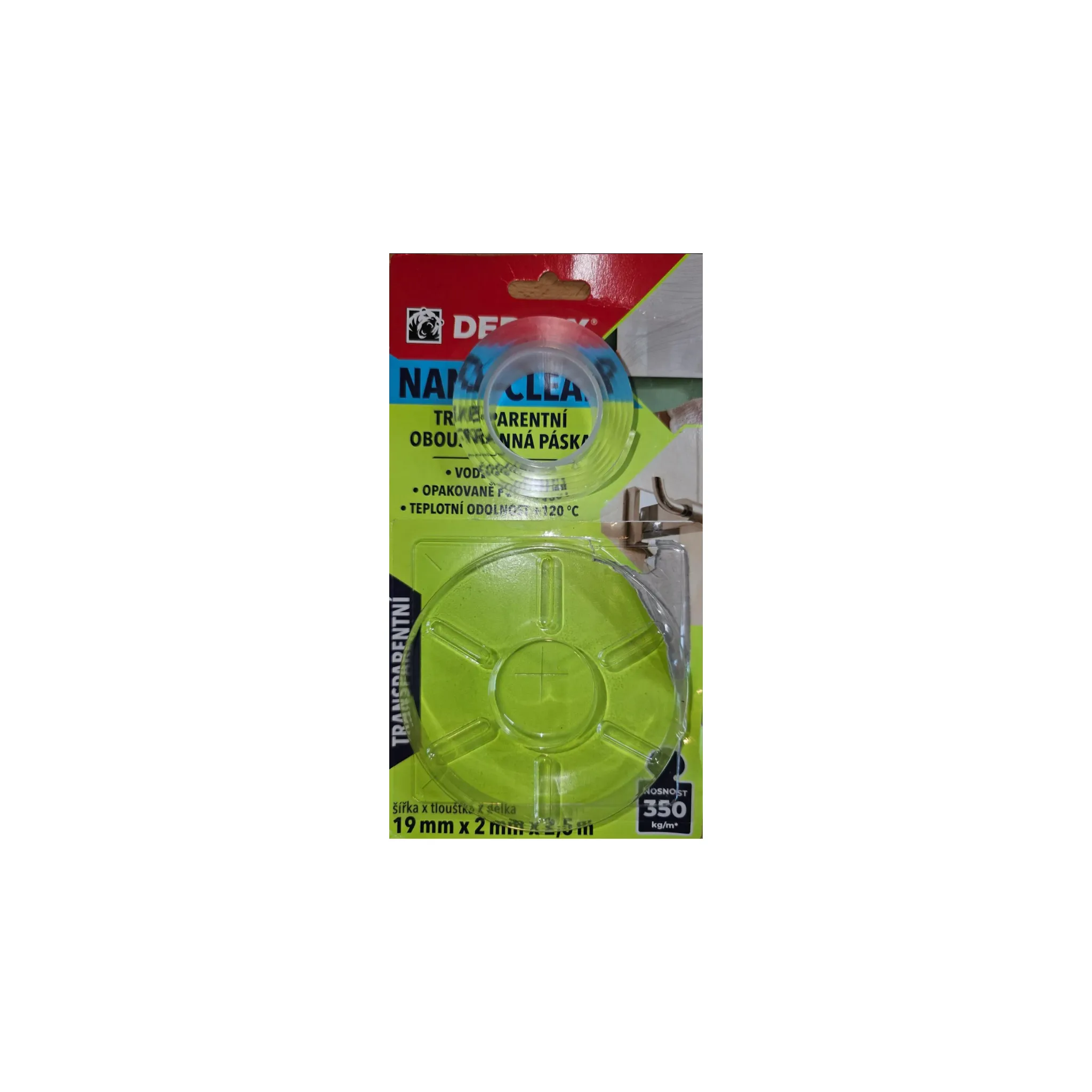 Fotografie 2 - Lepicí páska Den Braven Debbex Nano Clear oboustranná páska 19 mm x 2,5 m transparentní