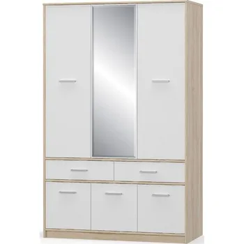 Šatní skříň CASARREDO Šatní skříň TIPS 120×210 dub sonoma/bílá/zrcadlo: Dub Sonoma + Bílá — bílá, Dub Sonoma + Bílá