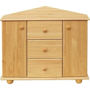 Komoda DM masiv Rohová Komoda nízká na koulích KL-177, masiv borovice: Ne — hnědá, borovice