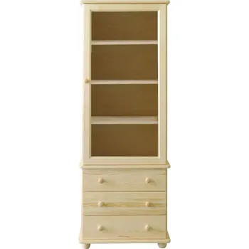 Knihovna DM masiv Knihovna se zásuvkami KL-042A, masiv borovice: Přírodní Borovice - bez laku — hnědá, borovice