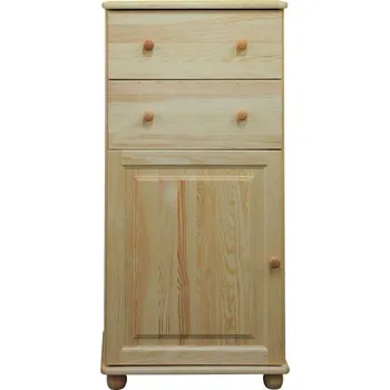 Komoda DM masiv Komoda - Prádelník se zásuvkami a dvířky KL-161, masiv borovice: Ořech - lakováno — hnědá, borovice