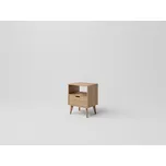 DM masiv SCANDIA Retro Noční stolek SC-D06D, dub: Přírodní Dub - Lakováno — hnědá, Přírodní Dub - Lakováno