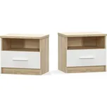 CASARREDO Noční stolek MARKOS set 2 ks dub sonoma/bílá: Dub Sonoma + Bílá — hnědá, Dub Sonoma + Bílá