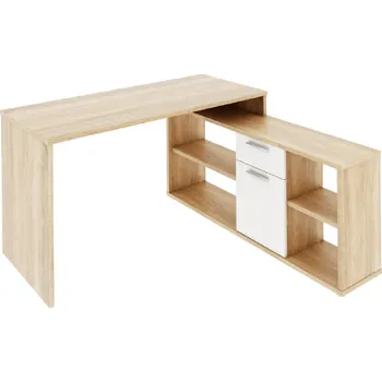 Psací stůl Tempo PC stůl rohový 135×135 NOE NEW dub sonoma/bílá: Dub Sonoma + Bílá — Dub Sonoma + Bílá