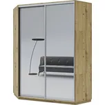 CASARREDO Rohová skříň CORA 140×220 dub artisan/zrcadlo: Dub Artisan — hnědá, Dub Artisan