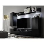 CASARREDO Obývací stěna LINE 1 černá / černý lesk: Černá — 203×34×175 cm, černá