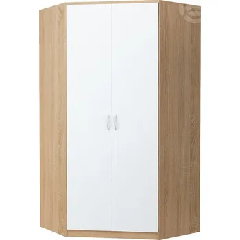 Šatní skříň CASARREDO Rohová šatní skříň ALEX 106×106 dub sonoma/bílá: Dub Sonoma — 106×106×193 cm, bílá