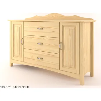 Komoda DM masiv Stylová komoda kombinovaná široká - prádelník 2D+3Z CASTELLO S25 - Borovice: Castello - kulatá — hnědá, borovice