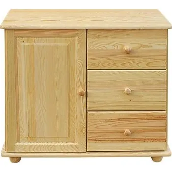 Komoda DM masiv Komoda Kombinovaná na koulích KL-178, masiv borovice: Přírodní Borovice - bez laku — hnědá, borovice