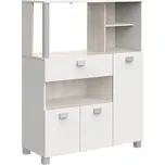 IDEA Skříňka na mikrovlnou troubu BASILIC akácie/bílá: Bílá — bílá, Bílá