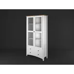 DM masiv Stylová dvoudveřová Vitrína se zásuvkami PROVENCE 06: Provence - Bílá + Rustikal — bílá, Provence - Bílá + Rustikal