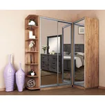 CASARREDO Rohová skříň LEVANTO 180×120 dub kraft/zrcadlo: Dub Kraft Zlatý — hnědá, Dub Kraft Zlatý