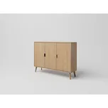 DM masiv SCANDIA Retro třídveřová Komoda SC-D05P, dub: Olše světlá - lakováno — Šířka: 142 cm, Výška: 104 cm, Hloubka: 40 cm, hnědá