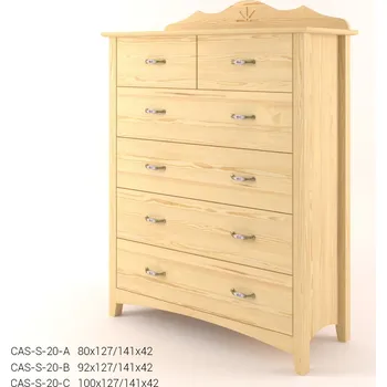 Komoda DM masiv Stylová komoda zásuvková - prádelník 4+2Z CASTELLO S20 - Borovice: Ano — hnědá, borovice