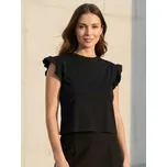 Sinsay - Tričko s volánkem - černá - ZA958-99X - ZA958-99X-XXS
