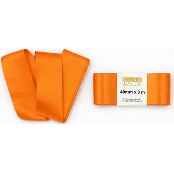 Stuha Stuha saténová oranžová - skládaná 40mm x 3m (7,-Kč/m) (Jednobarevná saténová stuha, skládaná, barva oranžová, oboustranný satén)