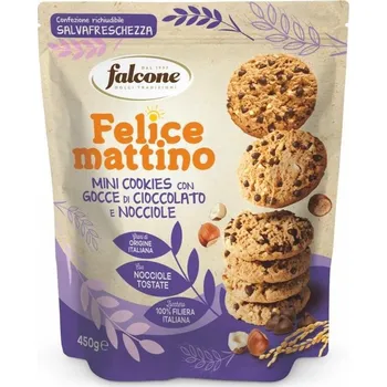 Falcone Felice mattino, Frollini mini COOKIES, cioccolato e nocciole, Falcone, 450g