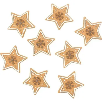 Vánoce Hvězda hnědá s lepíkem 3 cm akryl (6 ks)