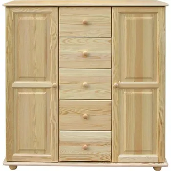 Komoda DM masiv Prádelník velký - Komoda kombinovaná KL-158, masiv borovice: Olše světlá - lakováno — hnědá, borovice