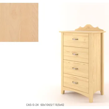 Komoda DM masiv Stylová komoda zásuvková úzká - prádelník 4Z CASTELLO B24 - Buk: Přírodní BUK - Bez laku — hnědá, buk