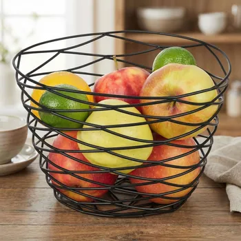 TADAR Geo černý – koš na ovoce 24 × 21 × 18 cm